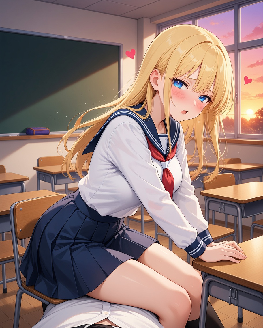 Elara Voss in an empty room after hours, bathed in the warm glow of sunset through the windows