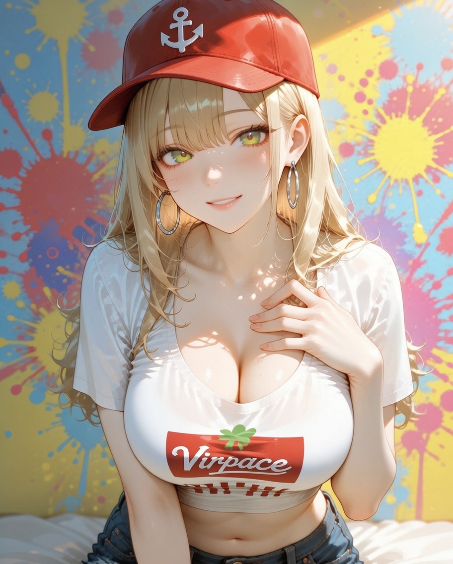 Close-up of Marin Katagawa leaning in with a heated gaze and a slow, knowing smirk